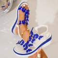 Womens Wedge Sandals Bow-tie Slip-on Platform Rhinestone-soled Peep-toe Sandals