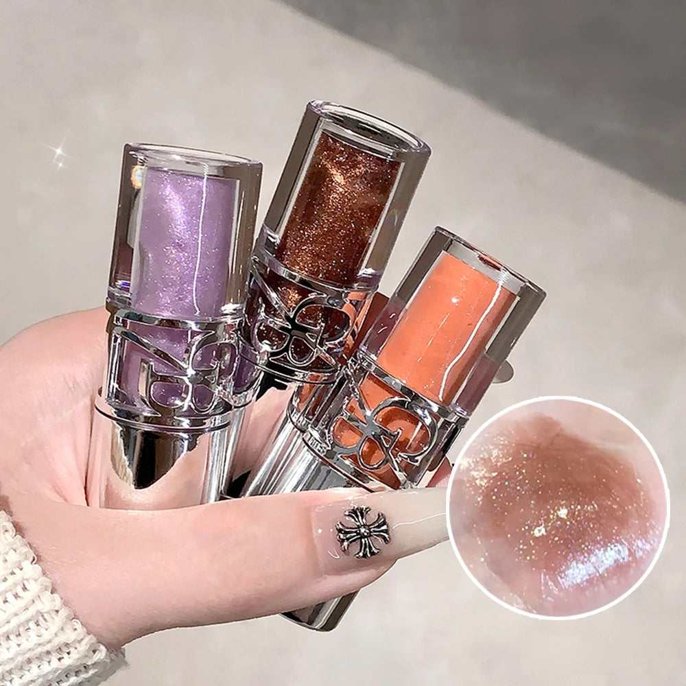 Gege Bear Glittering Mirror Lip Glaze, Watery Shimmering Light Lip Gloss Makeup 8 Colors, Hydrating Moisturizing, Long Lasting
