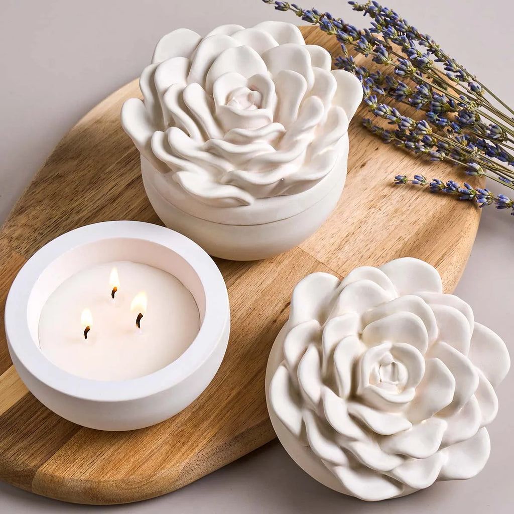 Valentine's Day Flower Candle Jar Silicone Mold DIY Peony Camellia Aromath Gypsum Molds Resin Storage Box Flowerpot Craft Molds
