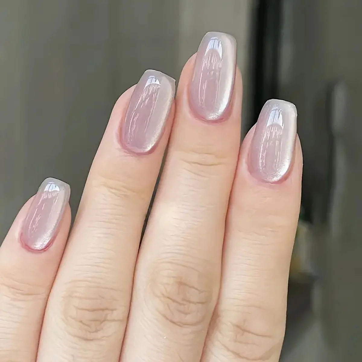 24/96PCS Medium Square Cat Eye Press On Nails Reusable Full Cover Stick-on False Nail Tips DIY Christmas Gift New Year Fake Nail