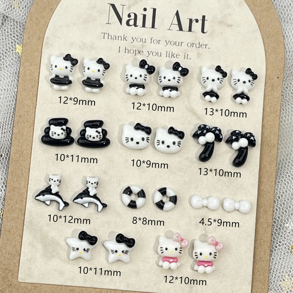 20Pcs Lovely Hello Kitty Cartoon Nail Accessories for Summer Fun Nail Charms Designed for Beautiful Girls