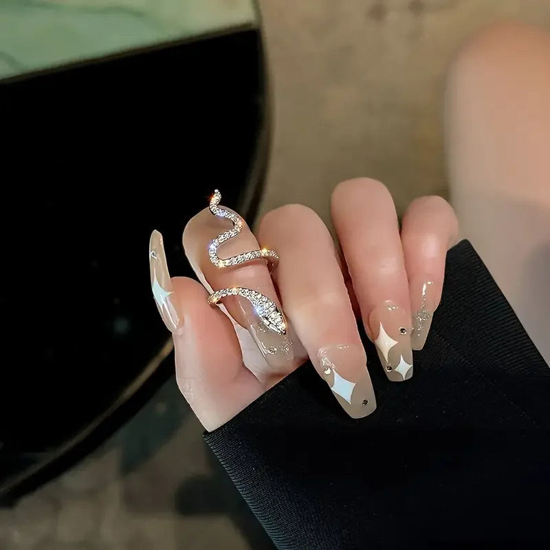 Elegant Luxury Rhinestone Snake Ring Open Adjustable Animal Ring Women's Exquisite Party Daily Gift Valentine's Day Jewelry