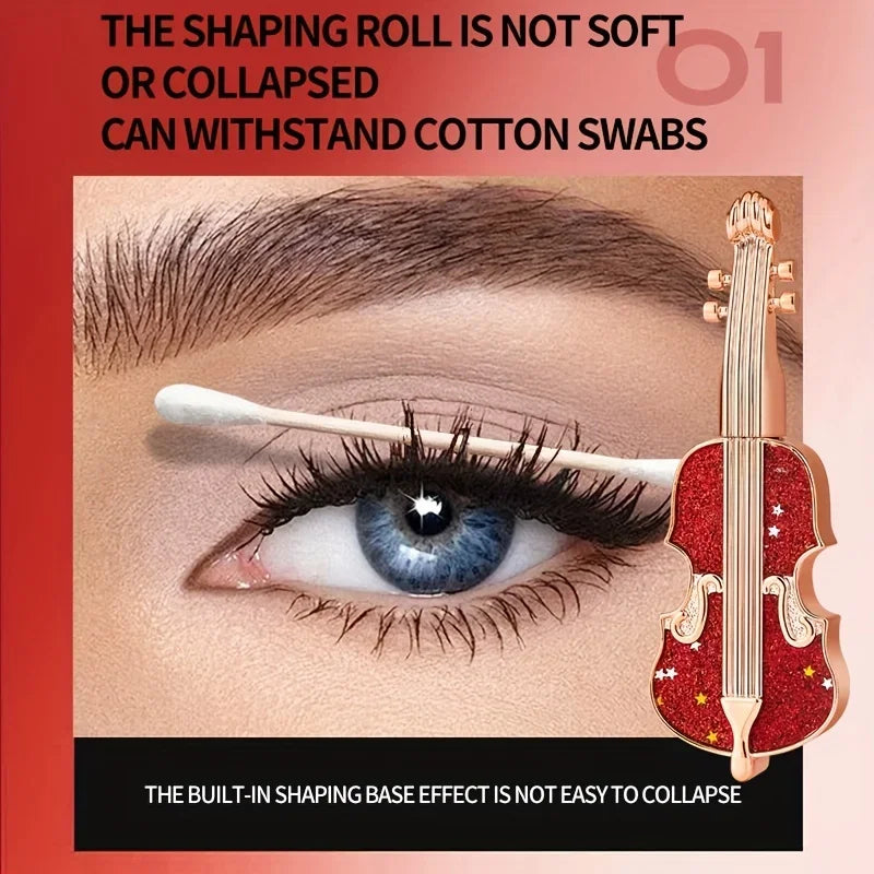 Violin Lengthening Curl Styling Mascara Waterproof Slim Long Curling Fine Brush Head Very Thin Lasting No Smudging Eye Makeup