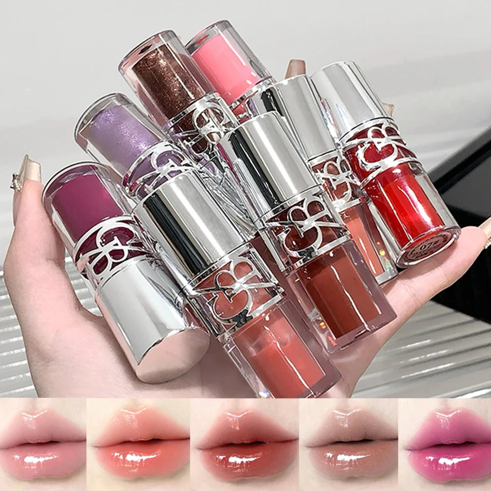 Gege Bear Glittering Mirror Lip Glaze, Watery Shimmering Light Lip Gloss Makeup 8 Colors, Hydrating Moisturizing, Long Lasting