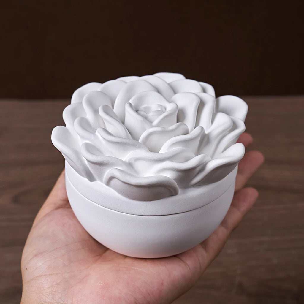 Valentine's Day Flower Candle Jar Silicone Mold DIY Peony Camellia Aromath Gypsum Molds Resin Storage Box Flowerpot Craft Molds