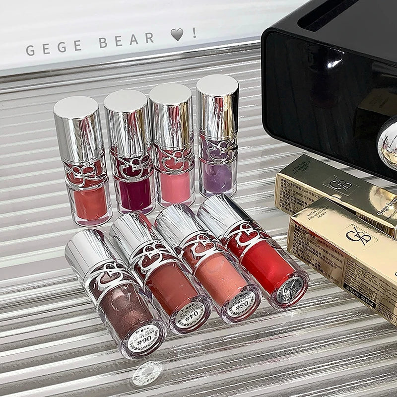 Gege Bear Glittering Mirror Lip Glaze, Watery Shimmering Light Lip Gloss Makeup 8 Colors, Hydrating Moisturizing, Long Lasting