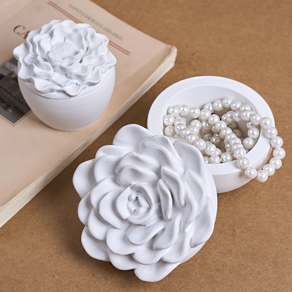 Valentine's Day Flower Candle Jar Silicone Mold DIY Peony Camellia Aromath Gypsum Molds Resin Storage Box Flowerpot Craft Molds