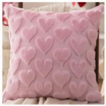 Valentine's Day Plush Pillow Cover Heart Shape Red Pink White Pillowcase Valentines Day Home Decor Sofa Car Cushion Cover