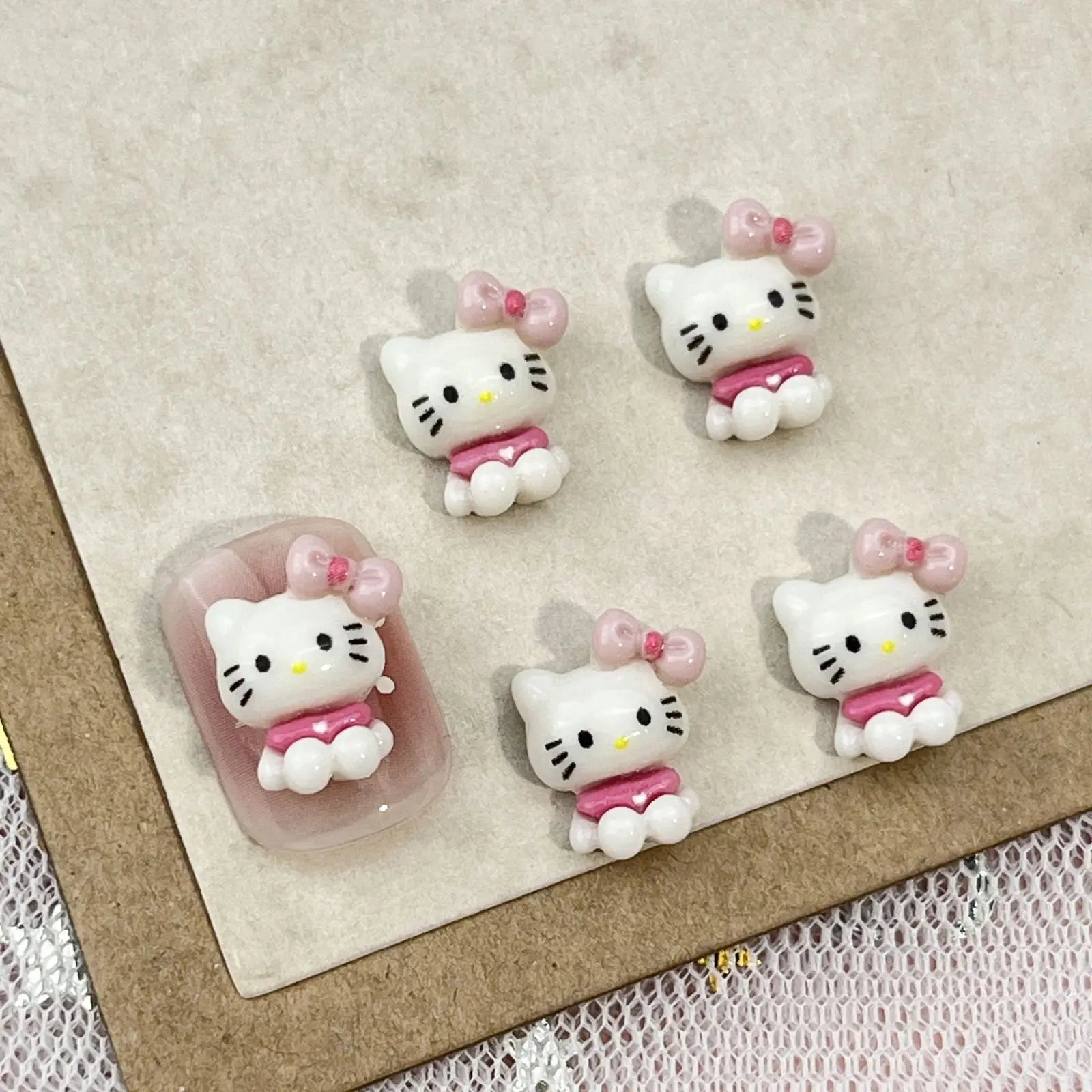 20Pcs Lovely Hello Kitty Cartoon Nail Accessories for Summer Fun Nail Charms Designed for Beautiful Girls