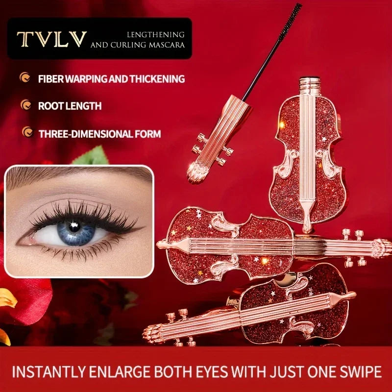 Violin Lengthening Curl Styling Mascara Waterproof Slim Long Curling Fine Brush Head Very Thin Lasting No Smudging Eye Makeup