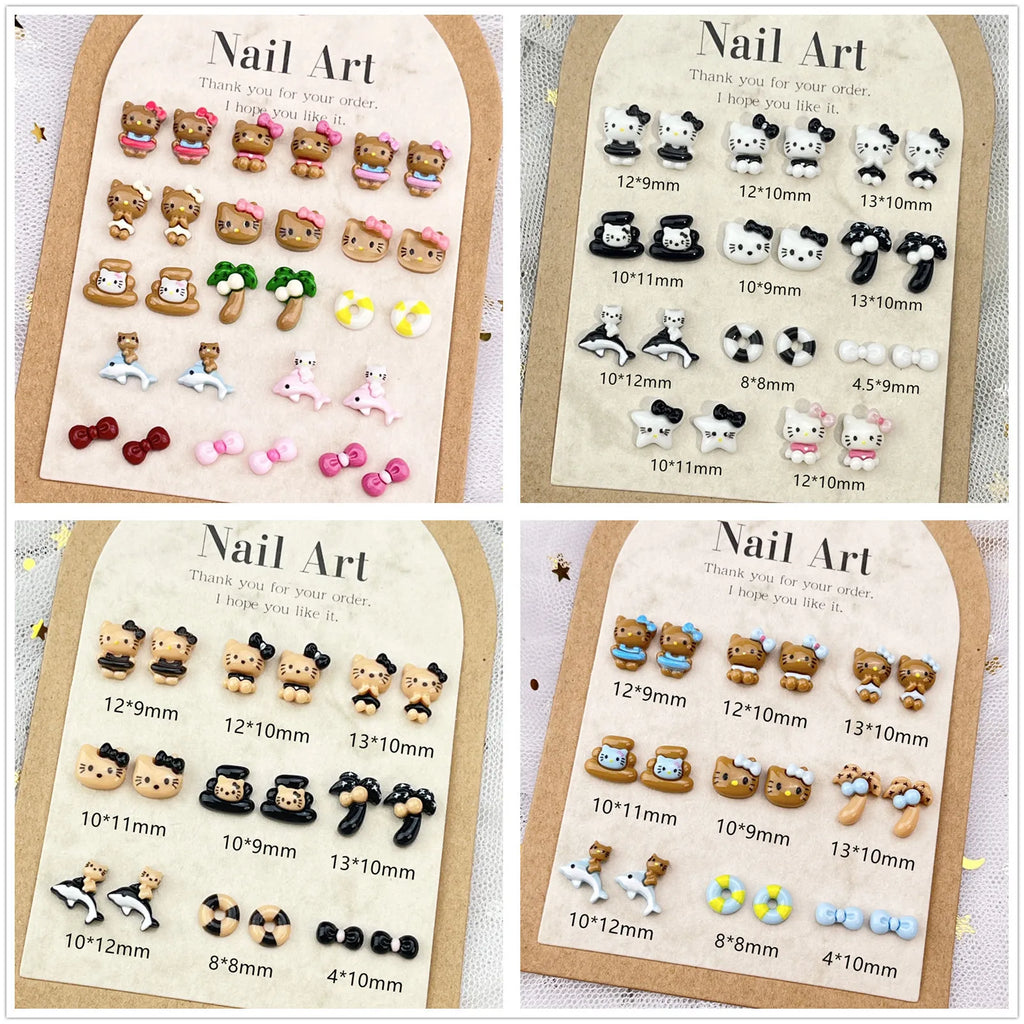 20Pcs Lovely Hello Kitty Cartoon Nail Accessories for Summer Fun Nail Charms Designed for Beautiful Girls