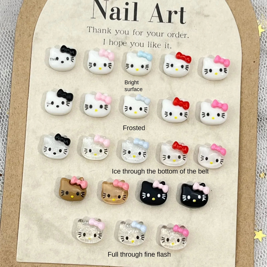 20Pcs Lovely Hello Kitty Cartoon Nail Accessories for Summer Fun Nail Charms Designed for Beautiful Girls