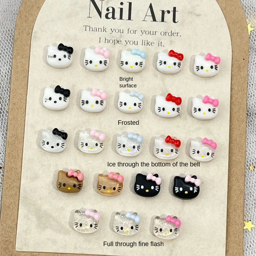 20Pcs Lovely Hello Kitty Cartoon Nail Accessories for Summer Fun Nail Charms Designed for Beautiful Girls